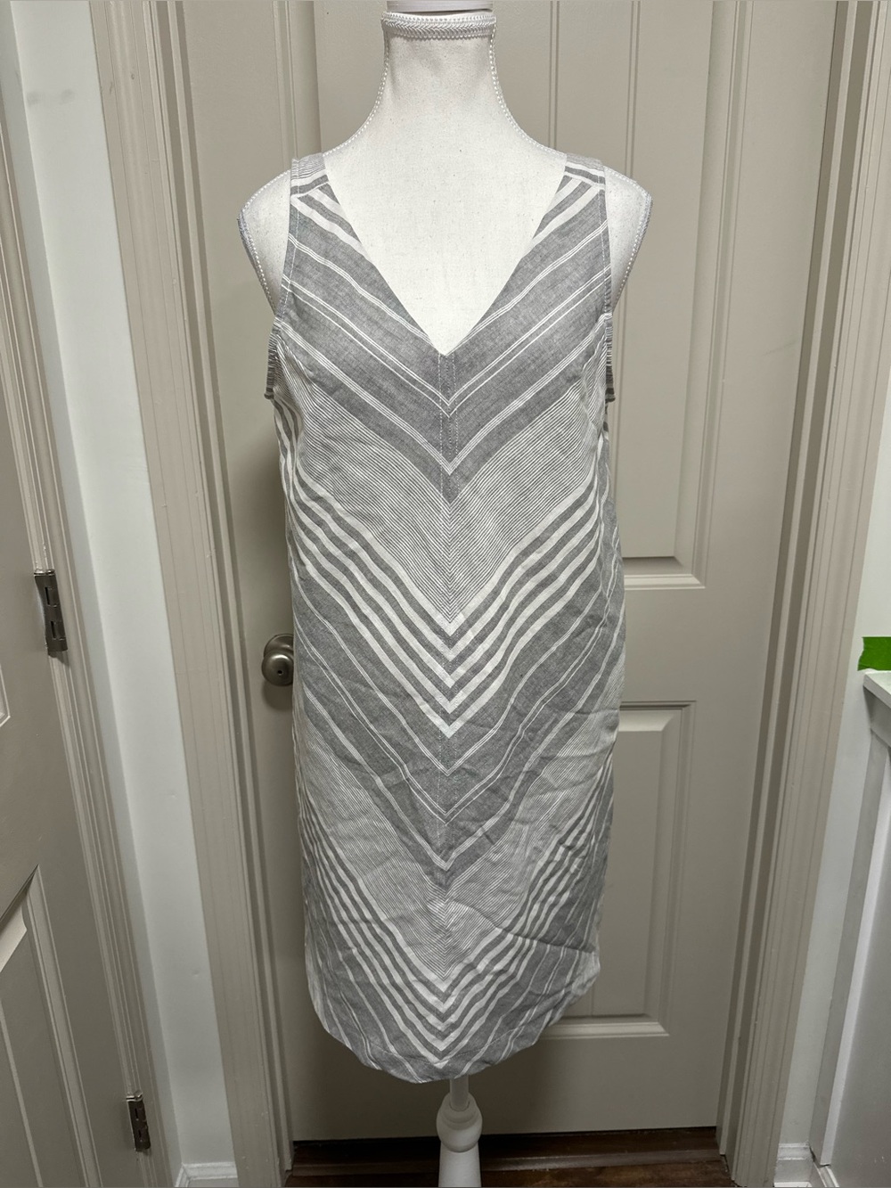 Naked Zebra Gray & White Chevron Sleeveless Dress